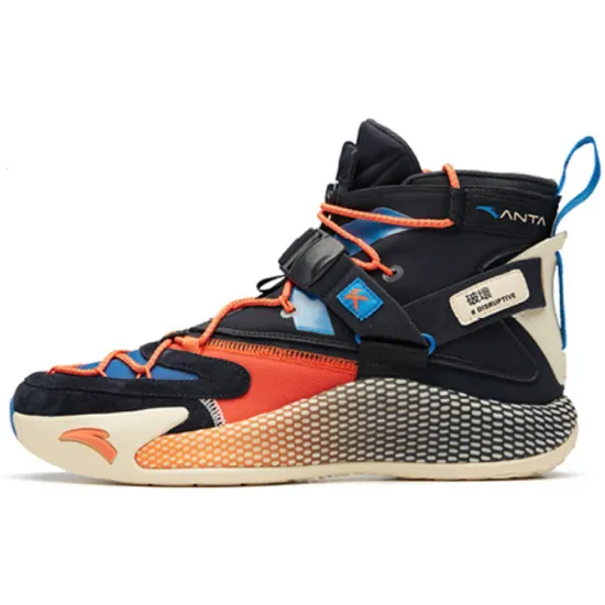 ANTA Kt5 Basketball Shoes Men High-Top Black, White, Blue/Orange