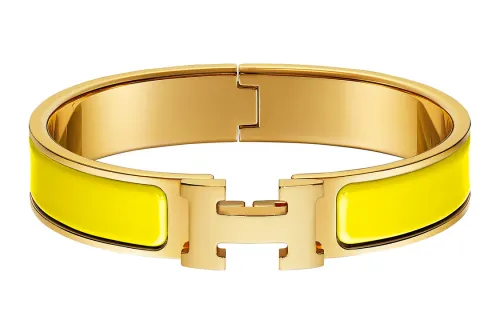 HERMES Clic H Enamel Bangles Women's Yellow