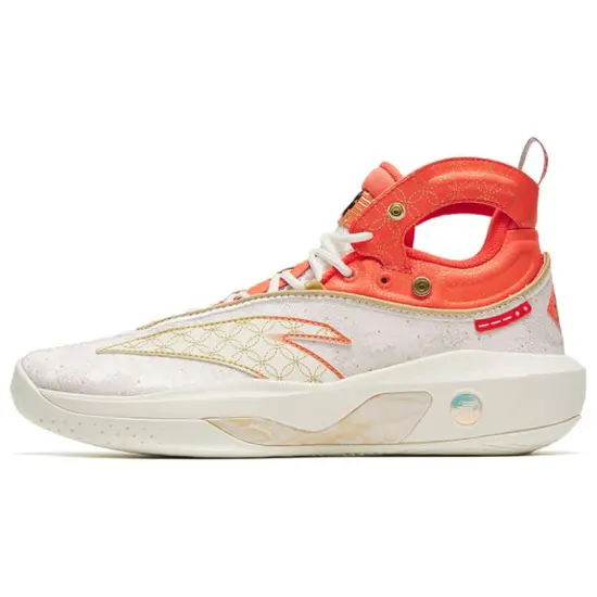 Anta KT8 Cushioning Anti Slip And Wear Resistant High Top Basketball Shoes Red White