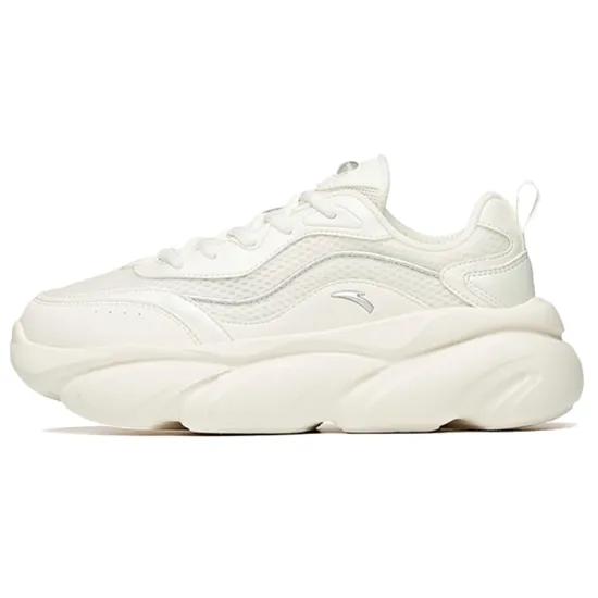 ANTA Cat Paw Chunky Sneakers Women's Low-Top Ivory White