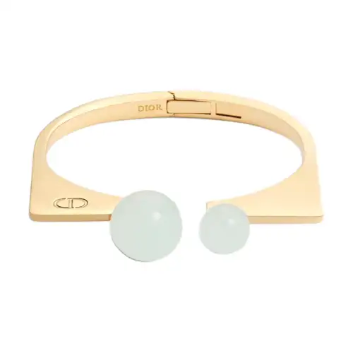 DIOR Resin Bead Bangles Women's Gold
