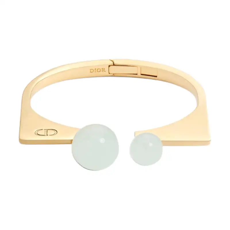 DIOR Resin Bead Bangles Women's Gold