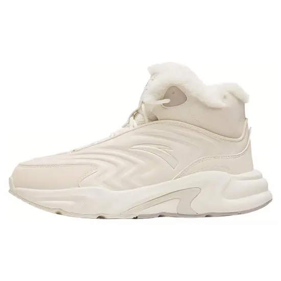 ANTA Walker Casual Shoes Women's High-Top Mud Sand Gray/Ivory White