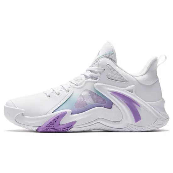 Anta Airspace 4 Anti Slip Wear Resistant Low Top Basketball Shoes Men's White Purple