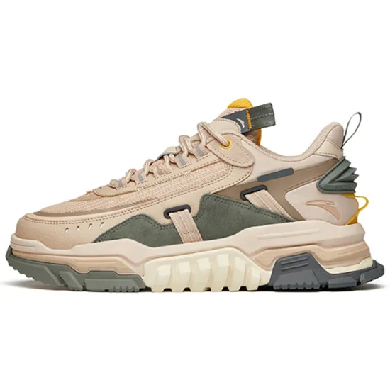 ANTA Dieying Skateboard Shoes Men Low-Top Light Khaki Gray/Asphalt Gray/Linen Gray