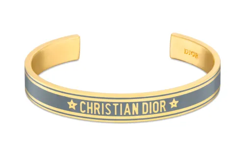 DIOR Brand Logo Metal, Lacquered Bangles Women's Gold