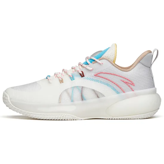 ANTA Cement Busters Basketball Shoes Men Low-Top Ivory White/Microchip Gray/Chlorine Blue