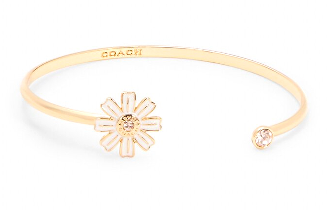 COACH Small Daisy Brass Plated, Enamel Bangles Women's Gold