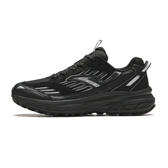 Anta Cushioned Slip-Resistant Abrasion-Resistant Low-Top Running Shoes Men's Black Silver