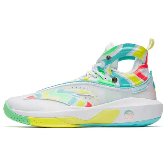 Anta KT8 KT 8 Cushioning Anti Slip And Wear Resistant High Top Basketball Shoes Men's White Blue Looney PE