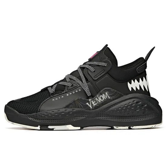 Anta Life Collection Dominant Venom Collaboration Slip Resistant Cushioning Low Top Skateboard Shoes Men's Black White