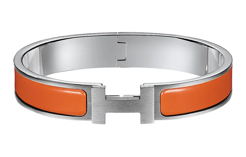 HERMES Bracelet Narrow Clic Clac H Enamel Gm Orange
