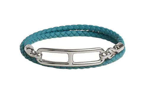 HERMES Roulis Calfskin Bangles Unisex Blue