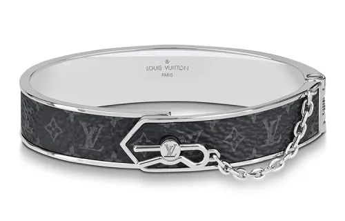 LOUIS VUITTON Canvas Metal Bangles Men's Black