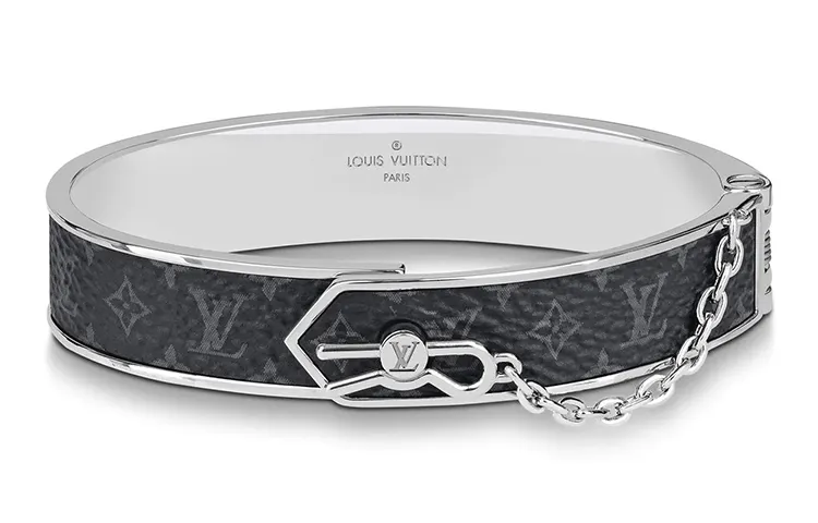 LOUIS VUITTON Canvas Metal Bangles Men's Black
