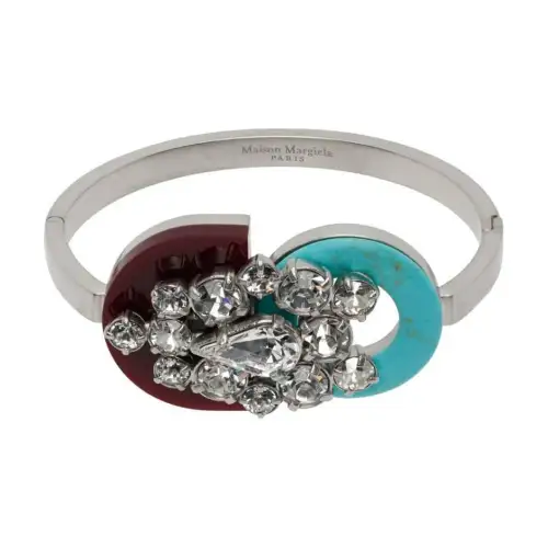 Maison Margiela Rhinestone Bangles Women's Silver