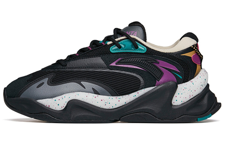 Anta Pulse Casual Wear resistant And Lightweight Low top Chunky Sneakers Men's Black Purple