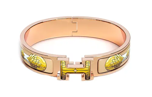 HERMES Clic H Bangles Women's Yellow/Gold