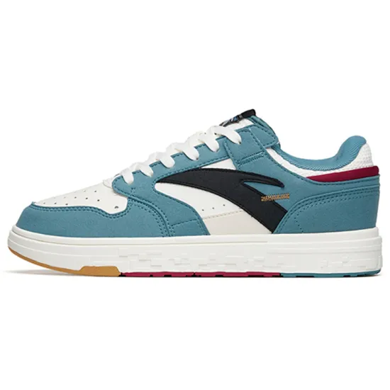 Anta Street Naughty Turquoise Slip Resistant Cushioning Wear Resistant Low Top Skateboard Shoes Black White Blue