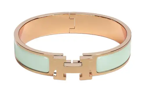HERMES Clic H Enamel Bangles Women's Rose Gold