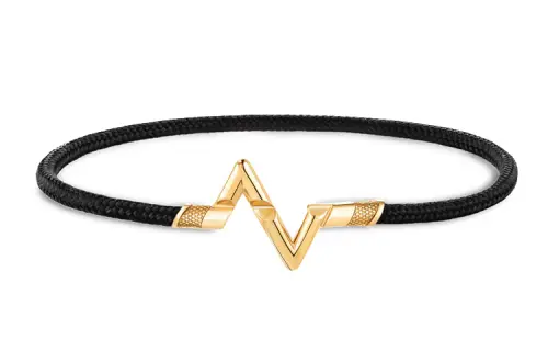 LOUIS VUITTON Volt 18K Gold Polyamide Bangle Unisex Black