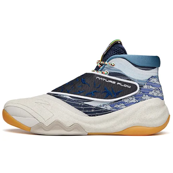 Anta Thompson KT6 Series Anti Slip Wear Resistant Mid Top Basketball Shoes Ink Blue