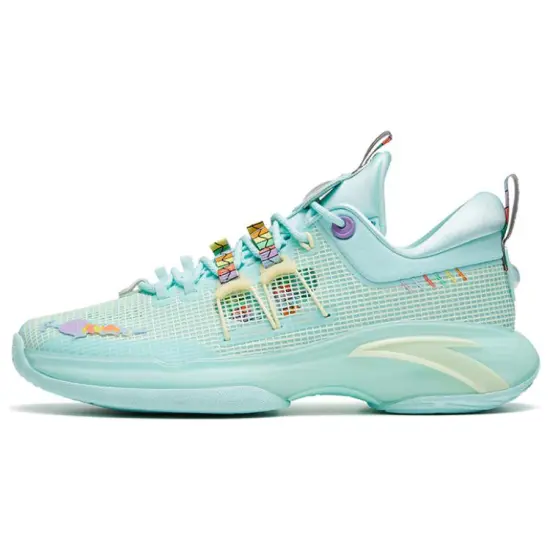 ANTA Basketball Shoes Men Low-Top Teal