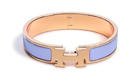 HERMES Clic H Enamel Bangles Women's Purple