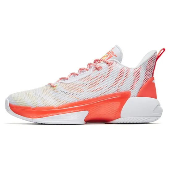 ANTA Attack 4 Basketball Shoes Men Mid-Top ANTA White/Light Yellow/Fluorescent Sunrise Red