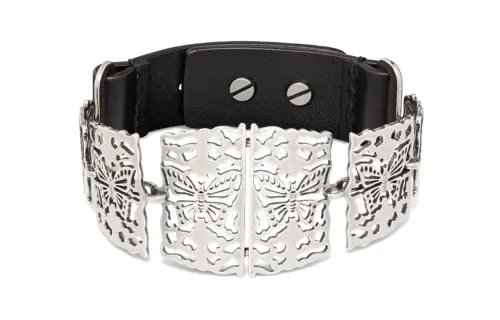 DIOR Metal, Calfskin Bangles Women's Silver/Black
