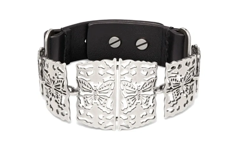 DIOR Metal, Calfskin Bangles Women's Silver/Black