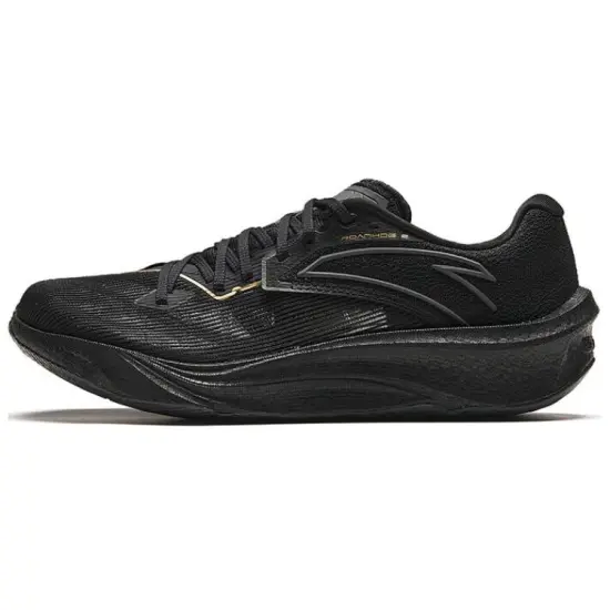 ANTA Asphalt Road Fighter 2.0 Running Shoes Women's Low-Top Black Gold, Gold Attribute
