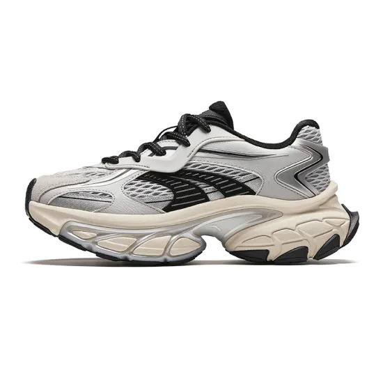 ANTA Chunky Sneakers Men Low-Top Gray Silver