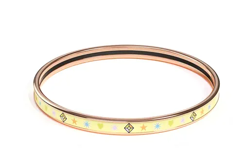 HERMES Patterned Print Bangles Women's Rose Gold