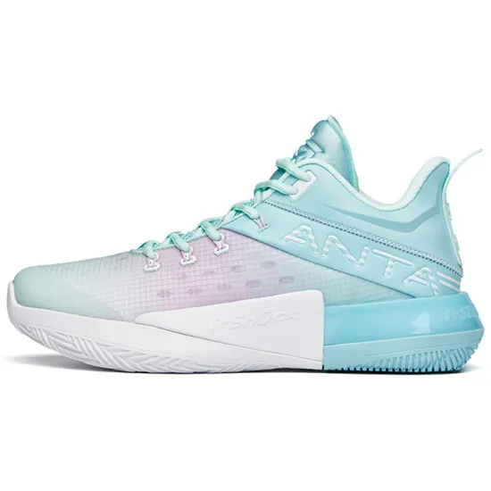 Anta Attack 2 Anti Slip Wear Resistant Mid Top Performance Basketball Shoes Men's Macaron Blue
