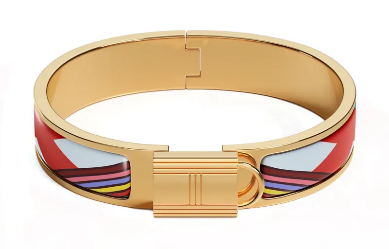 HERMES Bangles Women's Gold/Red