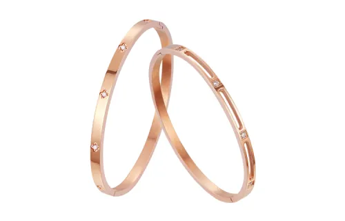 CAROMAY Titanium Steel Bangles Women's Rose Gold