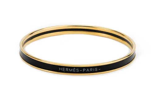 HERMES Uni Enamel Bangles Unisex Black
