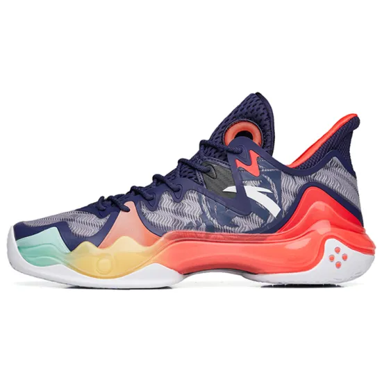 ANTA Shock Wave 4 Basketball Shoes Men Low-Top Spectrum Purple/Lotus Purple/Fluorescent Luminous Red