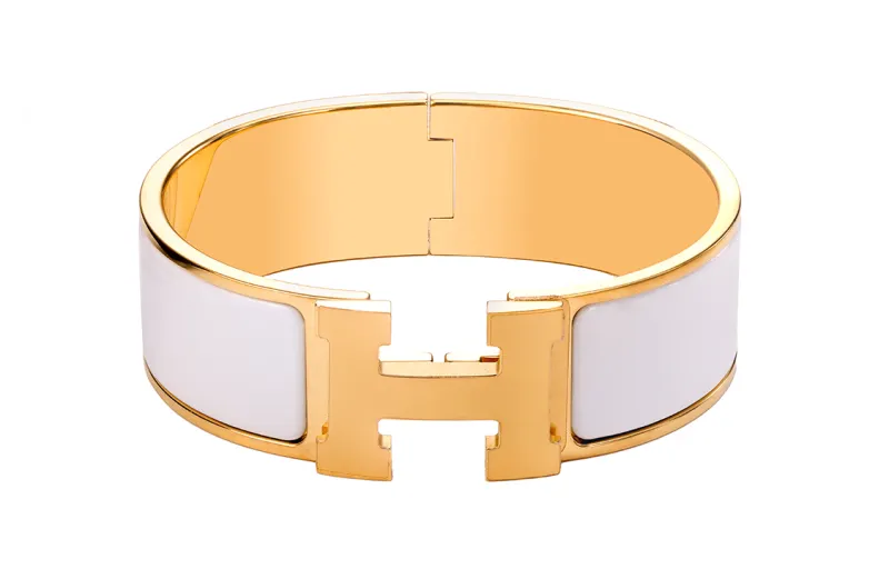 HERMES Clic H Bangles Women's White Gold