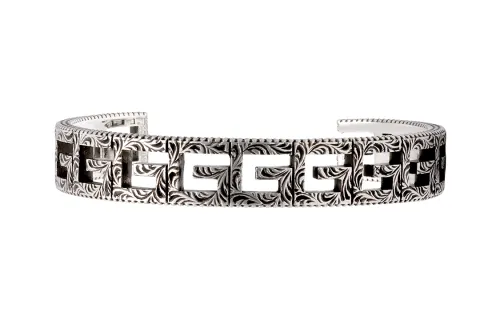 GUCCI 925 Sterling Silver Bangles Men's Silver