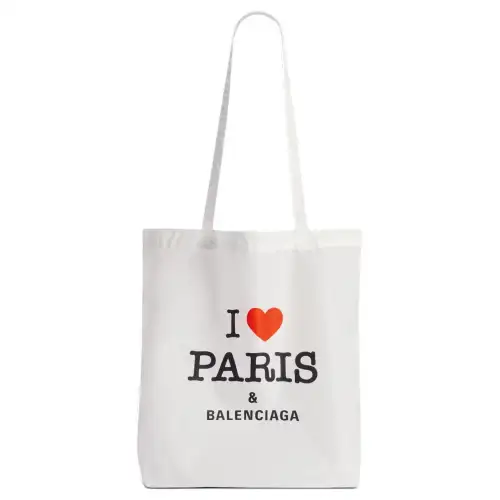 Balenciaga Nylon Tote Bag, Shopping Bag, Shoulder Bag, Handbag Medium Women's White & Black & Red