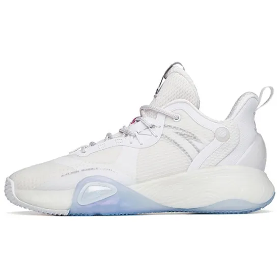 Anta Bubble Bomb Anti Slip Wear Resistant Low Top Basketball Shoes Ivory White