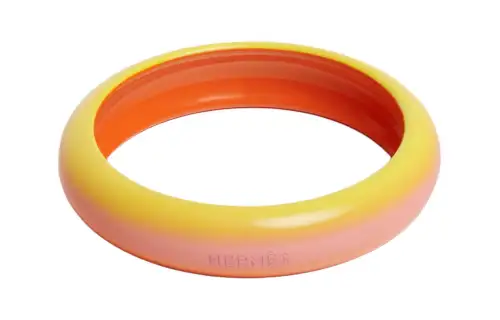 HERMES Lacquer Art Wooden Bangles Women's Yellow