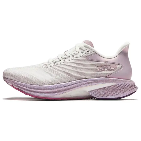 Anta MACH 4.0 Cushioned Slip Resistant Low Top Sprint Running Shoes Women's White Pink