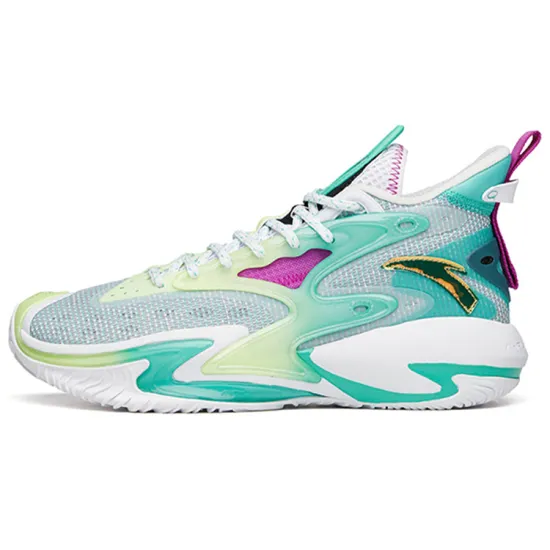 Anta Berserk 3 Durable Breathable Mid Top Basketball Shoes White Green