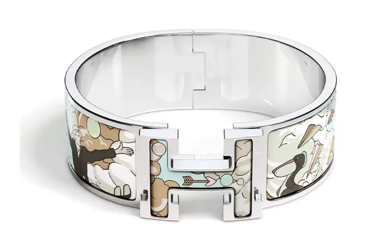 HERMES Clic H Bangles Women's Silver