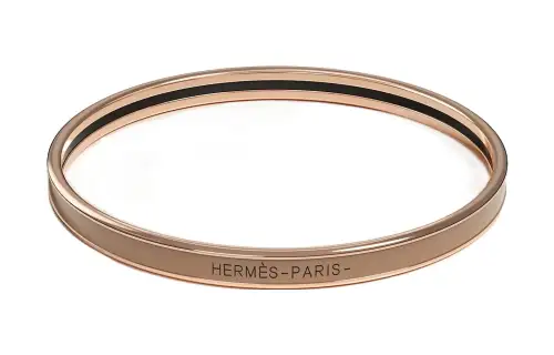 HERMES Uni Rose Gold plated Bangles Women's Chestnut Brown