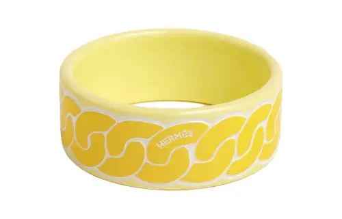 HERMES Lacquer Wood Bangles Women's Yellow