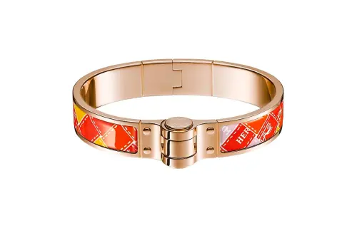HERMES Enamel, Rose Gold Tone Plated Bangles Unisex Rose Gold